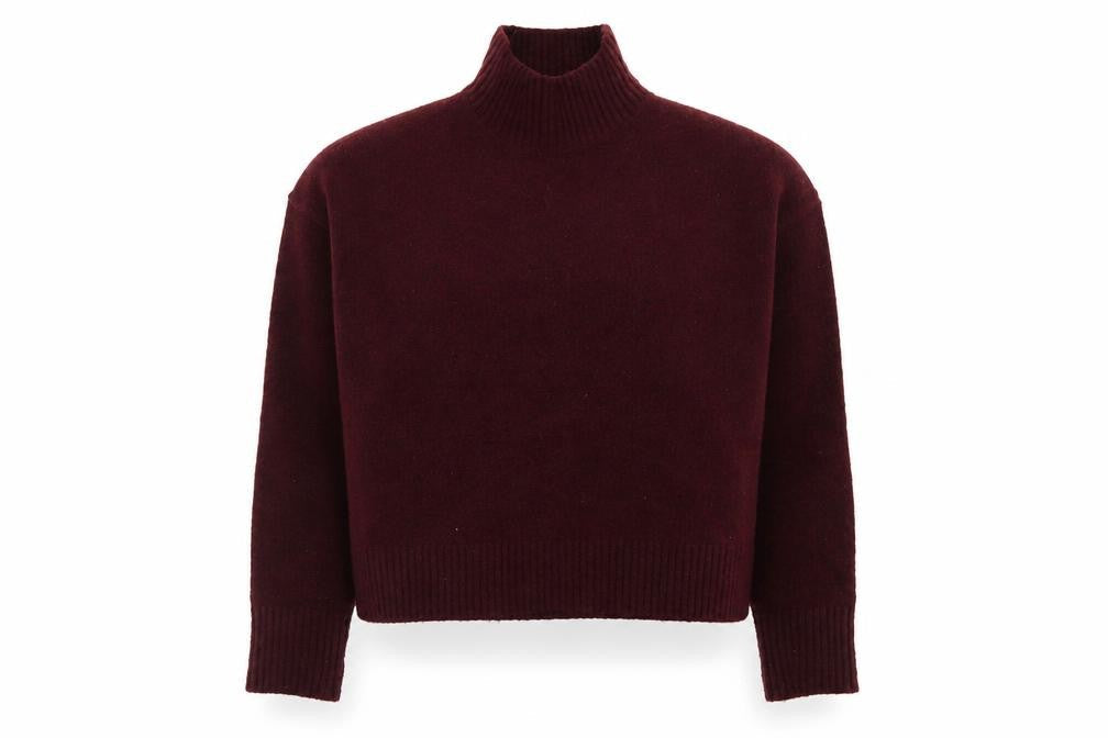 Zara Women Brown Wool Mock Neck Long Sleeve Pullover Jumper Size 12
