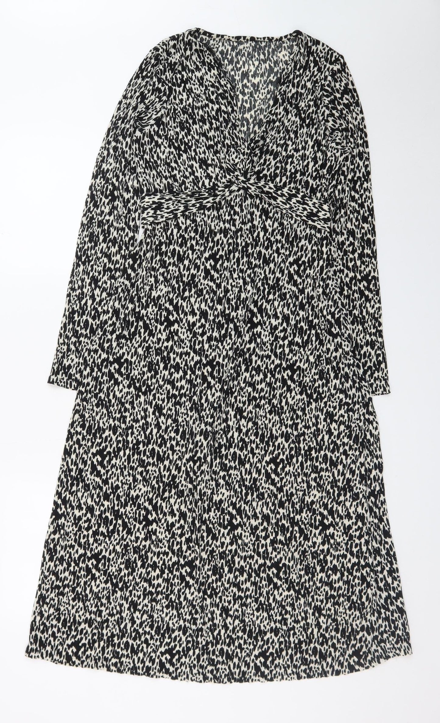 F&F Women's Black Animal Print A-Line Knee Length Dress Size 10