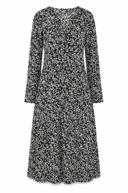 F&F Women's Black Animal Print A-Line Knee Length Dress Size 10