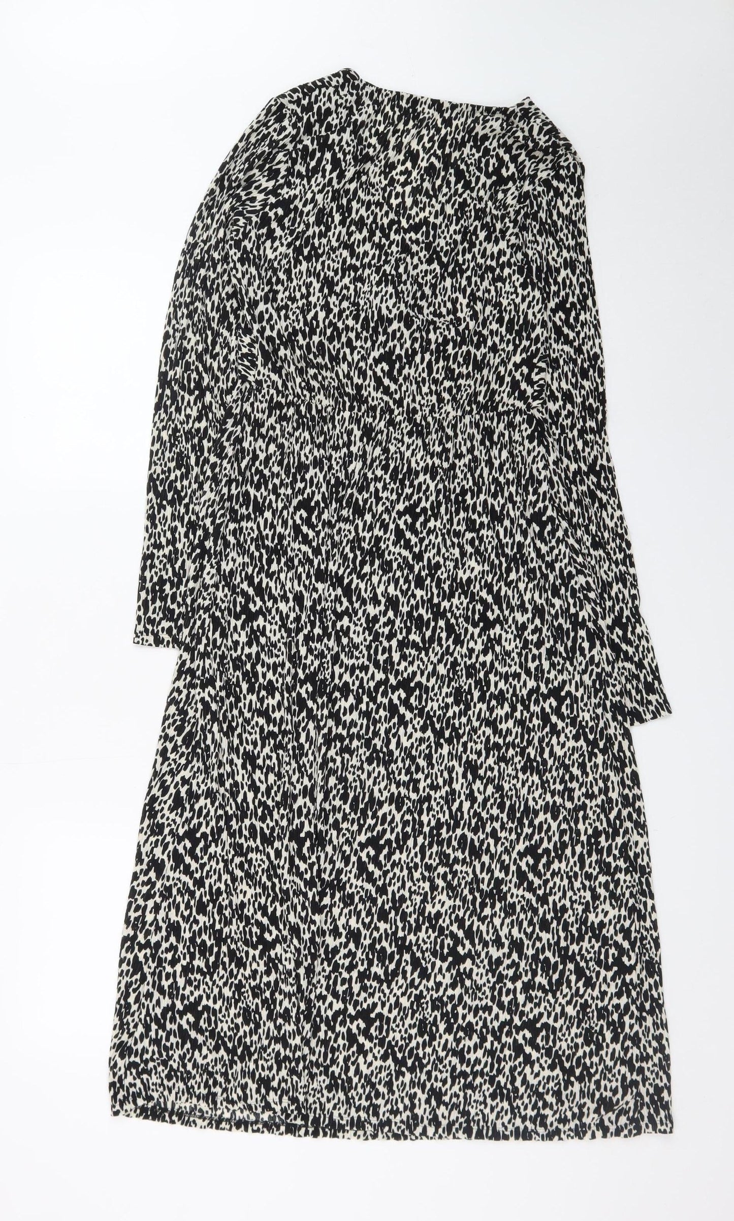 F&F Women's Black Animal Print A-Line Knee Length Dress Size 10