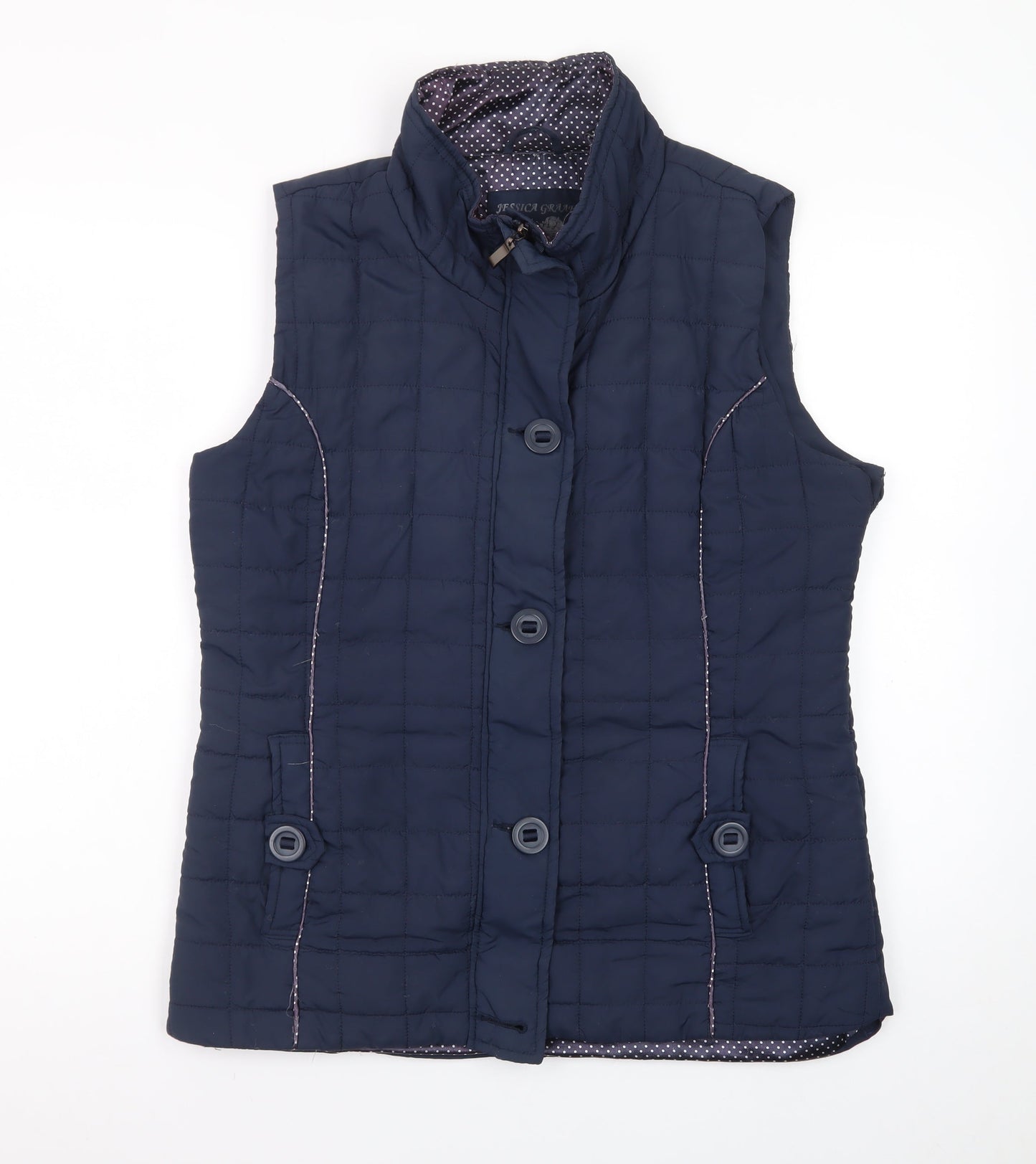 Jessica Graaf Women's Blue Quilted Sleeveless Waistcoat Size S