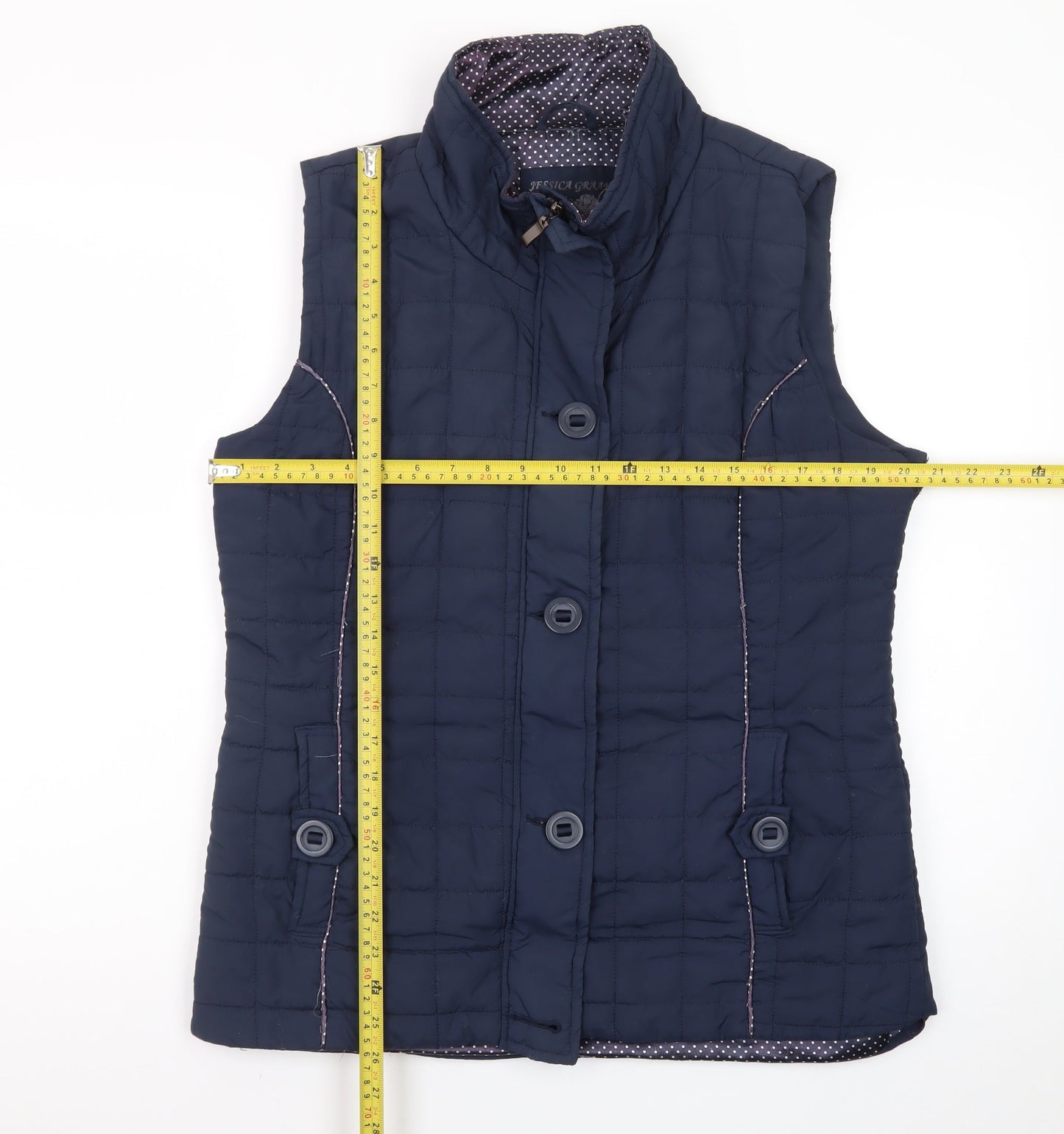 Jessica Graaf Women's Blue Quilted Sleeveless Waistcoat Size S