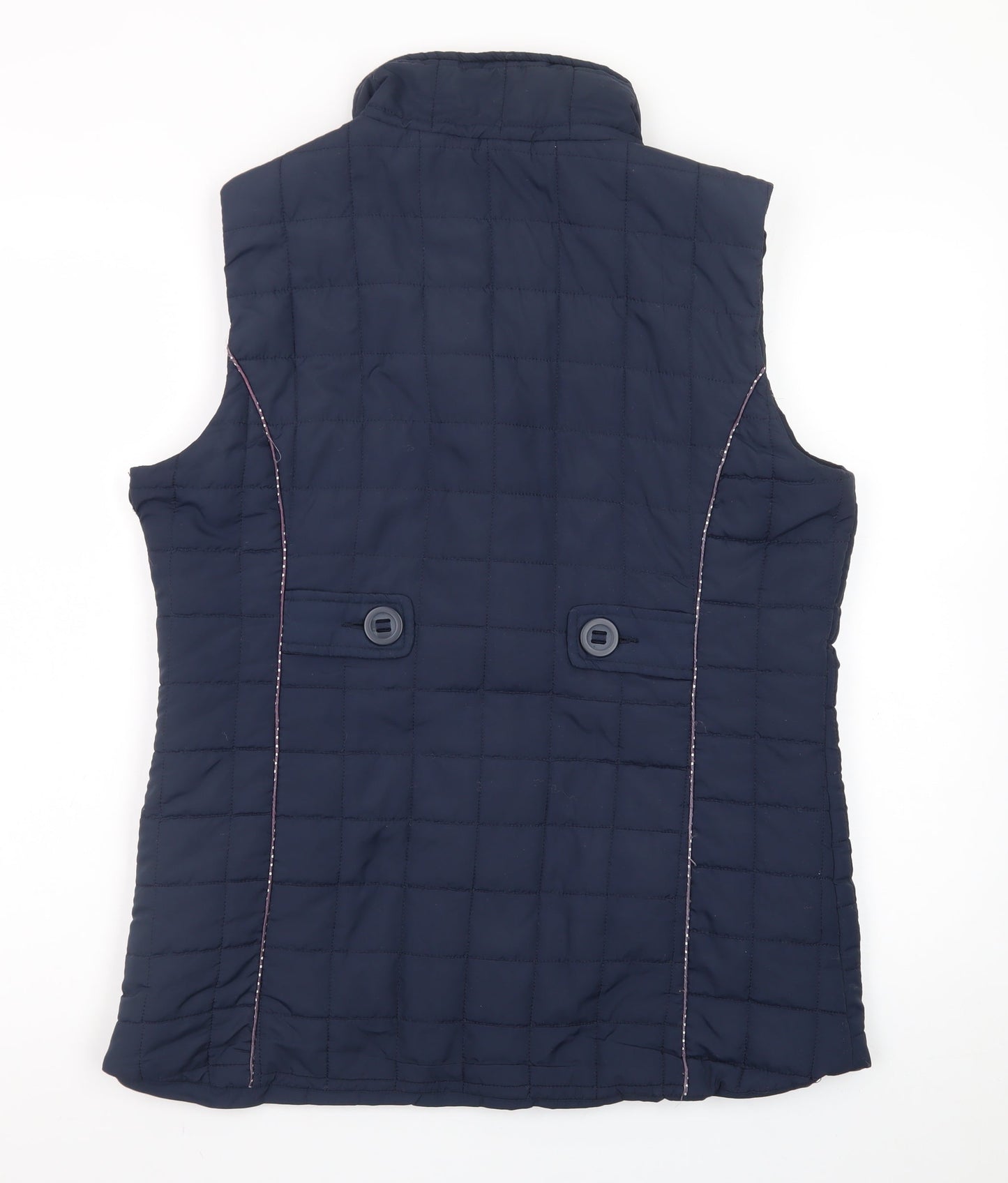 Jessica Graaf Women's Blue Quilted Sleeveless Waistcoat Size S