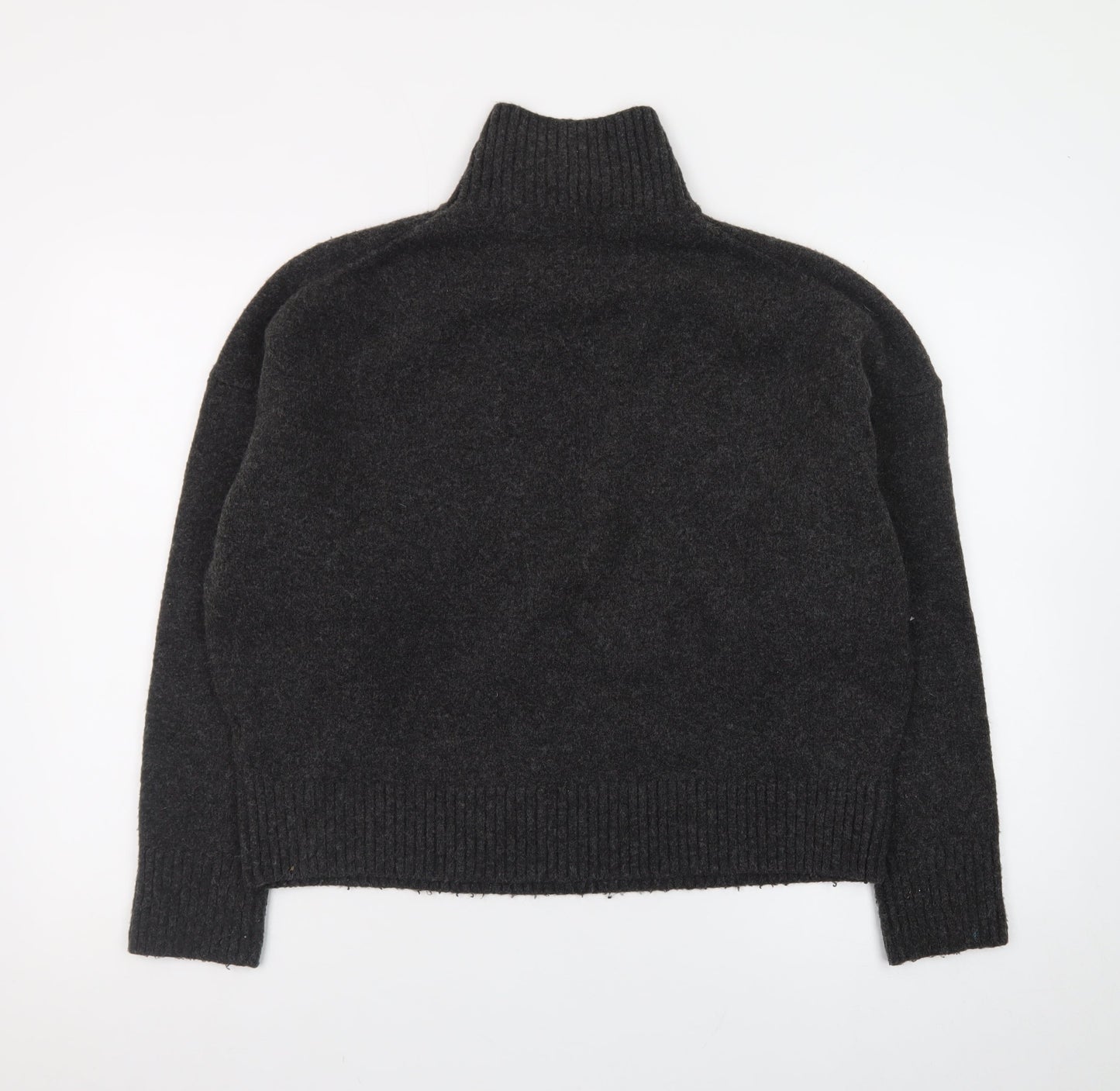 Zara Women Grey Wool Blend Roll Neck Jumper Size 12