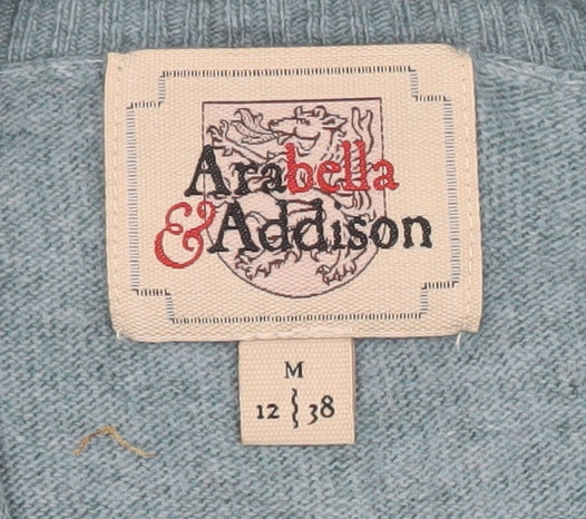 Arabella & Addison Womens Blue Striped Sleeve Crew Neck Jumper Size 12