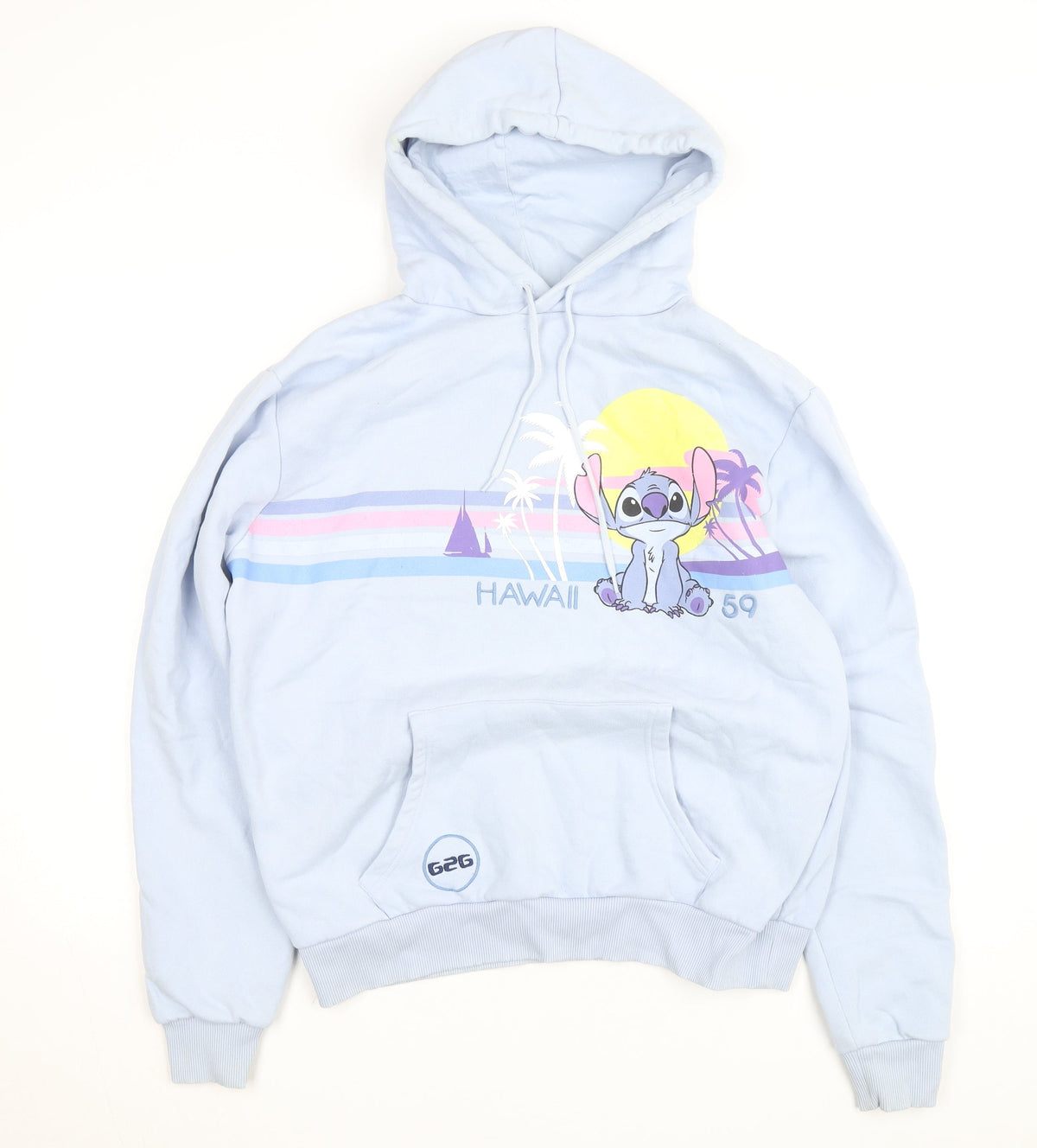Disney Girls Blue Stitch Hawaii Pullover Hoodie M Regular Fit Fleece