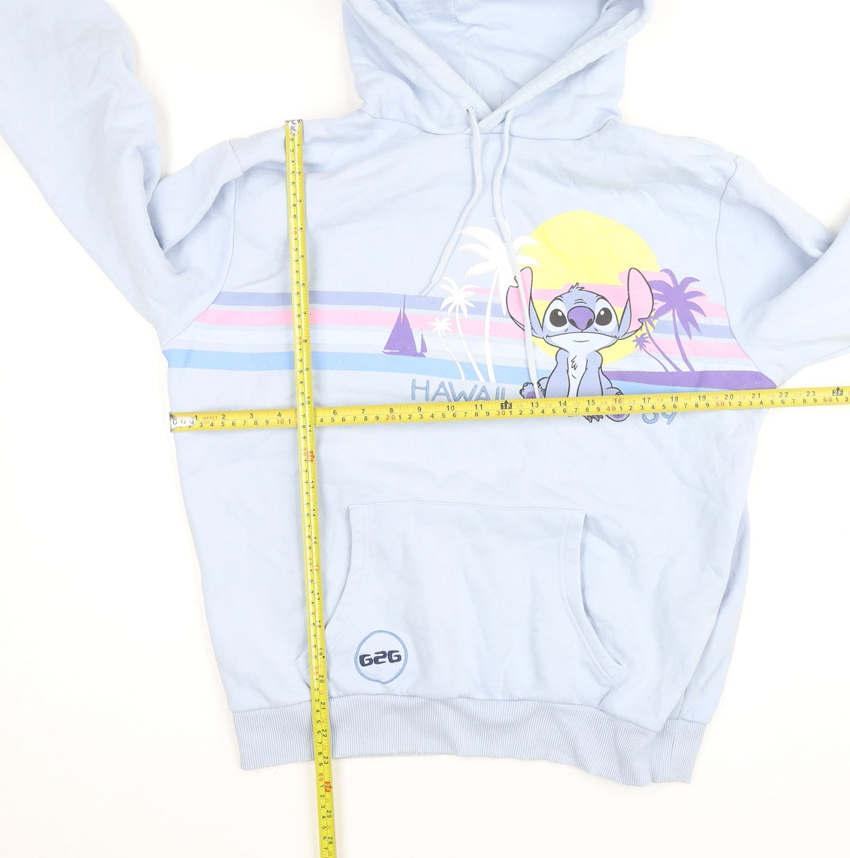 Disney Girls Blue Stitch Hawaii Pullover Hoodie M Regular Fit Fleece