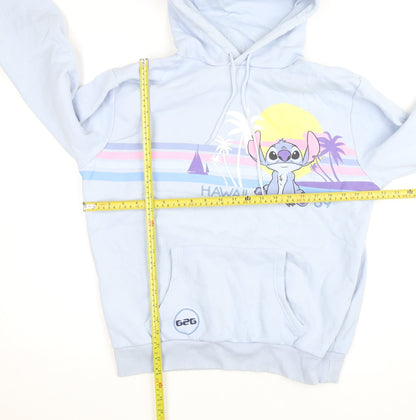 Back view of Disney girls’ blue stitch hawaii pullover hoodie m regular fit fleece