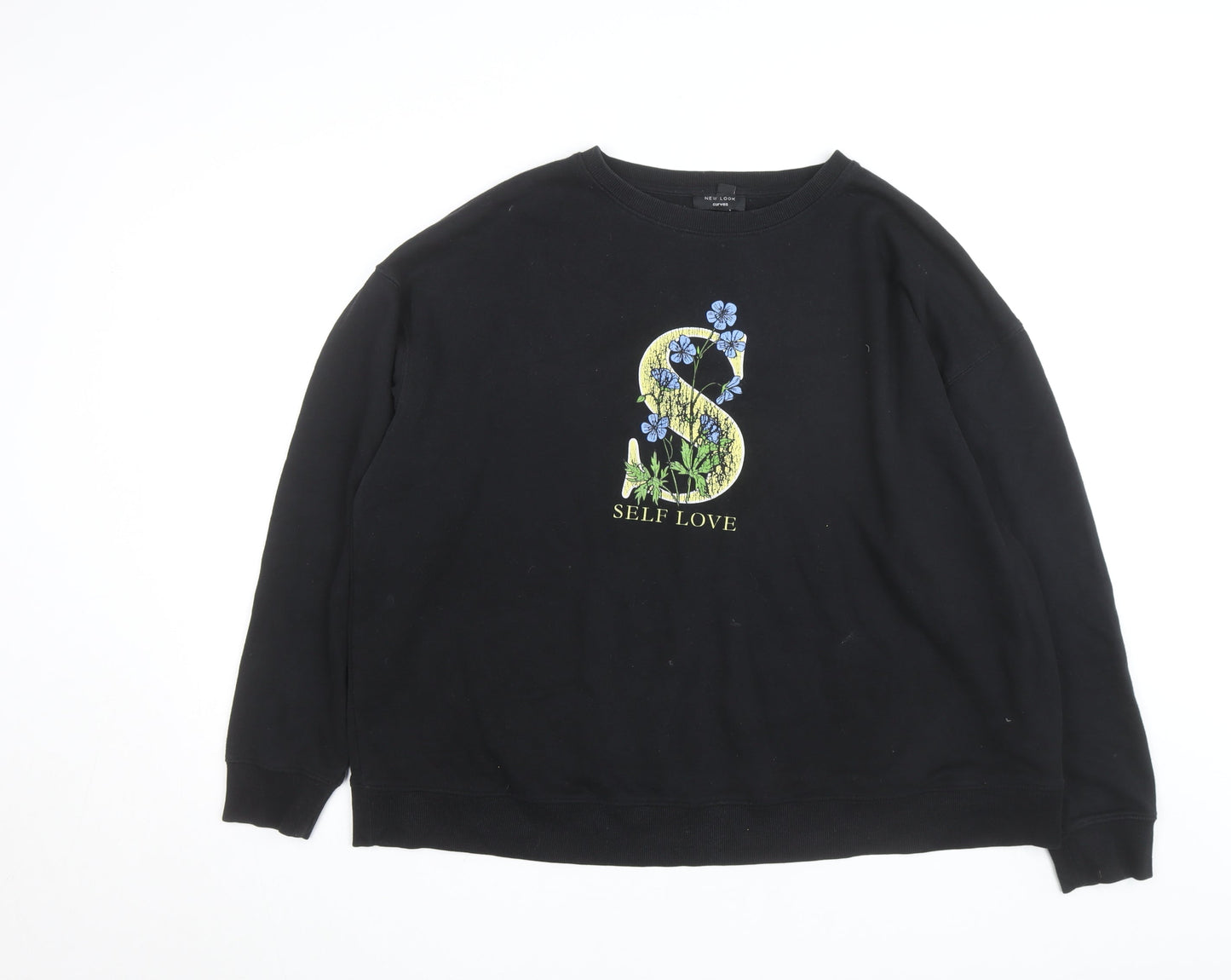 New Look Curves Black Self Love Graphic Pullover Sweatshirt UK 20