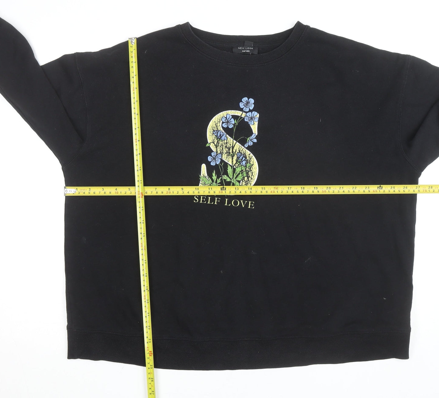New Look Curves Black Self Love Graphic Pullover Sweatshirt UK 20
