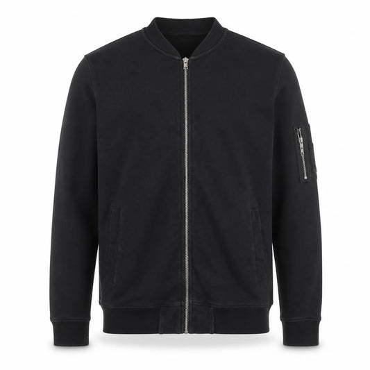 Front view of ASOS Men’s Black Full Zip Cotton Jumper, size S
