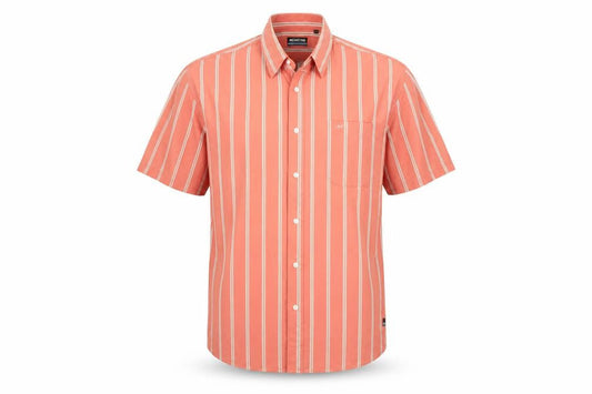 Meantime Mens Orange Striped Short Sleeve Cotton Button-Up Shirt L
