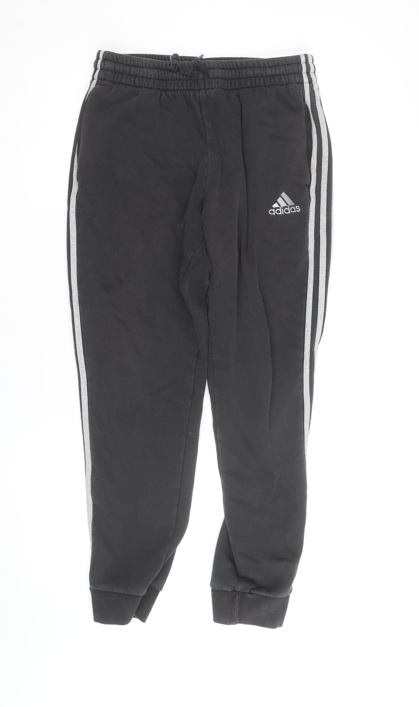 Adidas Womens Black Jogger Trousers Size M Elastic Waist Side Stripe