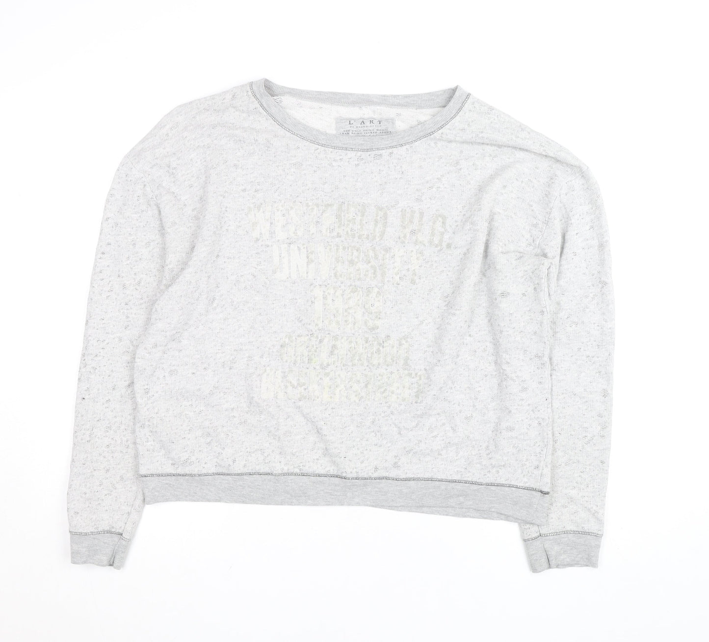 River Island Women's Grey Cotton Blend Pullover Sweatshirt Size 14