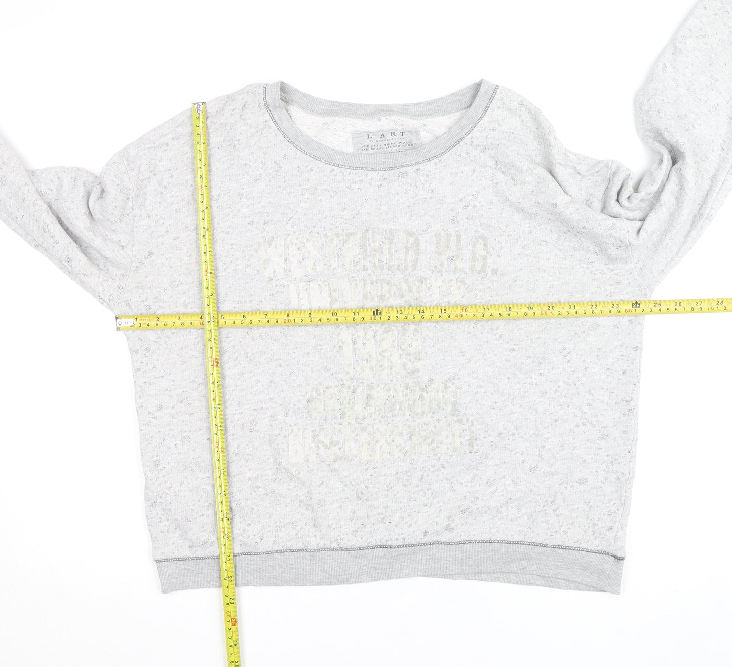 River Island Women's Grey Cotton Blend Pullover Sweatshirt Size 14