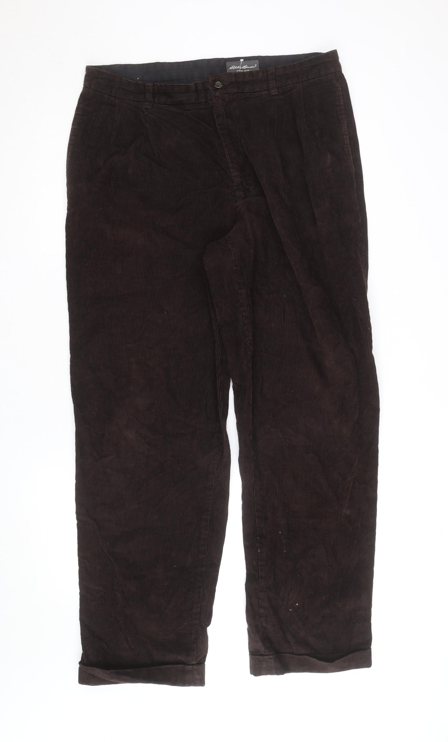 Eddie Bauer Men's Brown Corduroy Trousers 36x32 Regular Fit