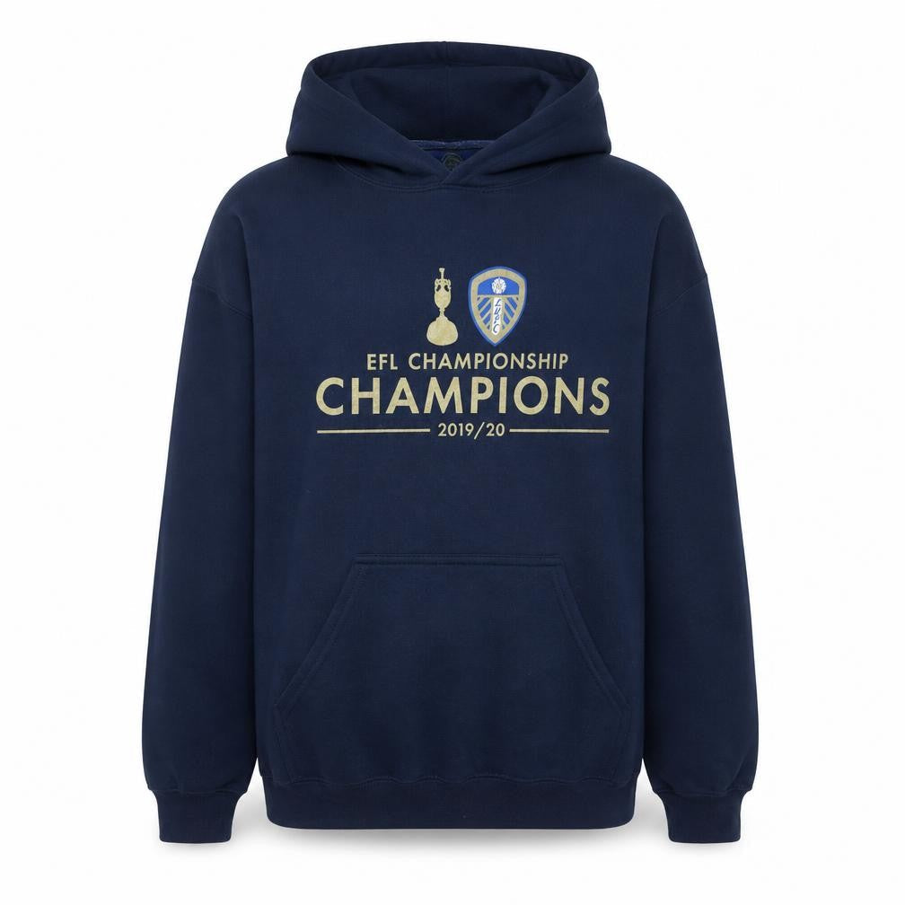 Leeds United Men's Blue Pullover Hoodie Medium EFL 2019/20 Champions