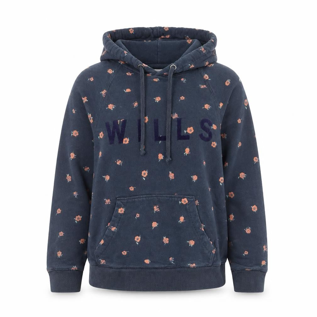 Jack Wills Women Blue Floral Pullover Hoodie UK 6