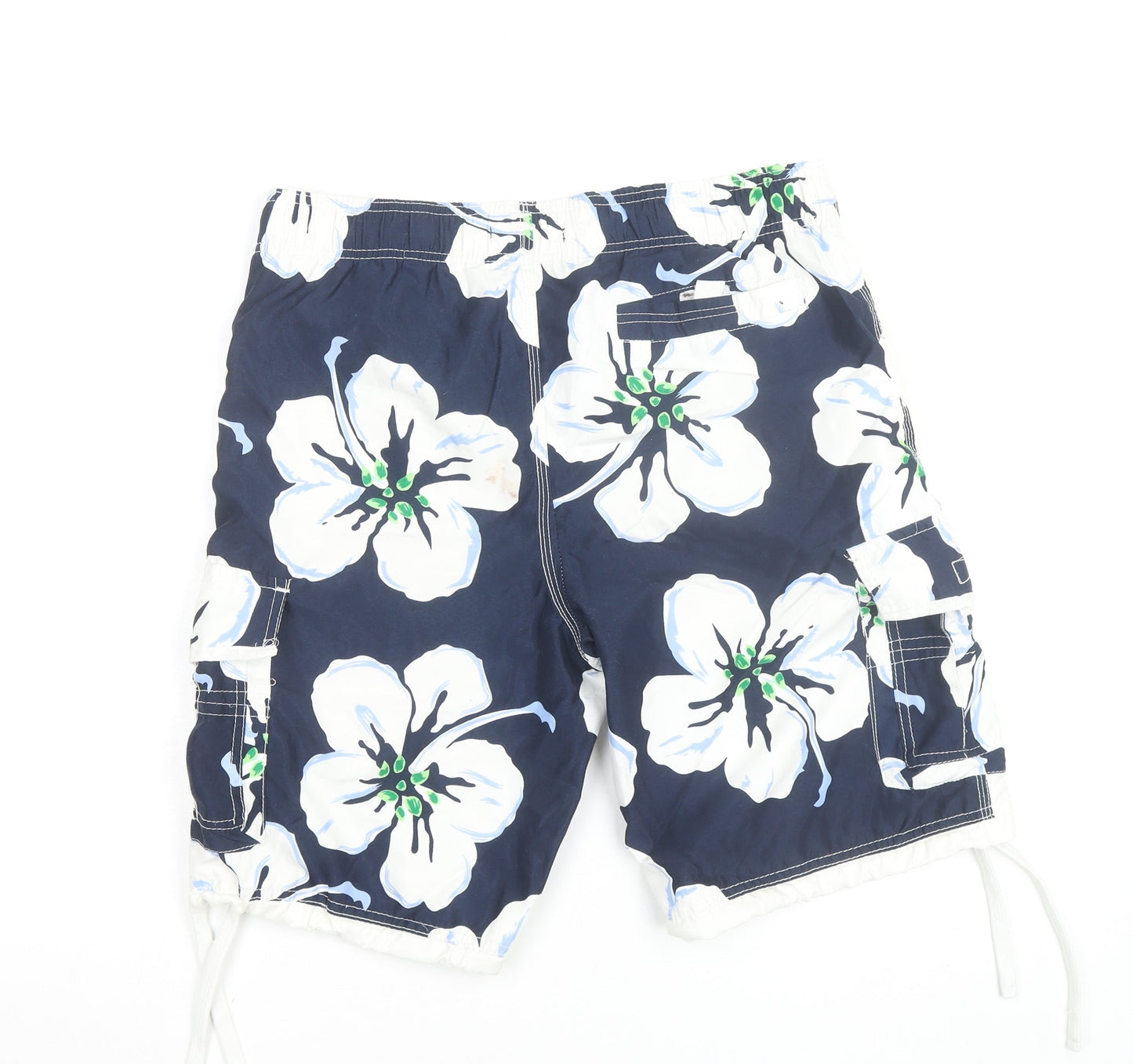 Dunnes Men Blue Floral Cargo Swim Shorts L 36in Polyester Beachwear