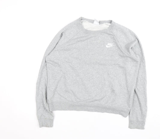 Nike Women Grey Crew Neck Pullover Sweatshirt Size M