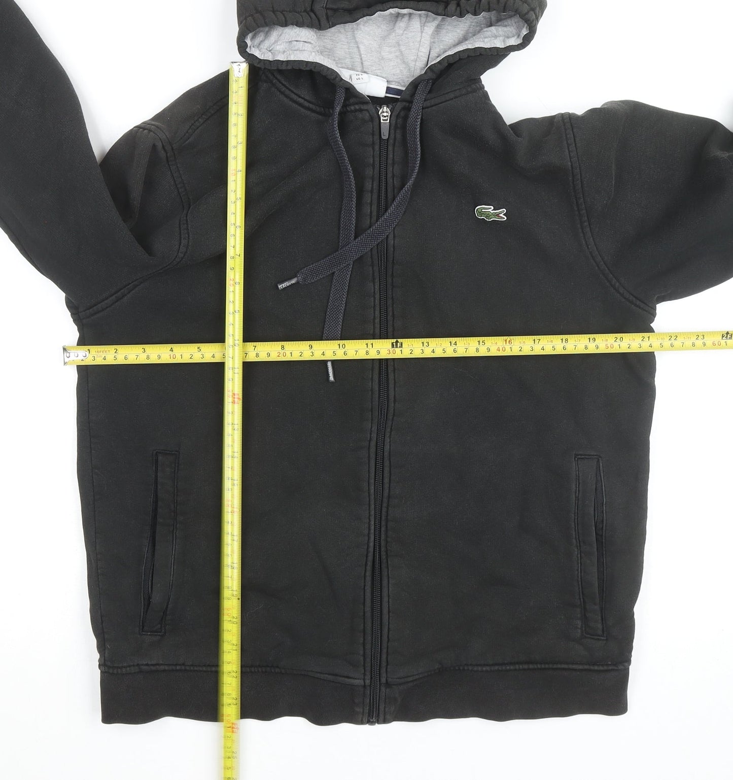 Lacoste Sport Men's Black Full Zip Hoodie Size L Regular Fit