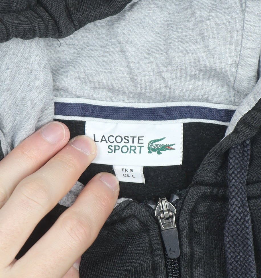Lacoste Sport Men's Black Full Zip Hoodie Size L Regular Fit