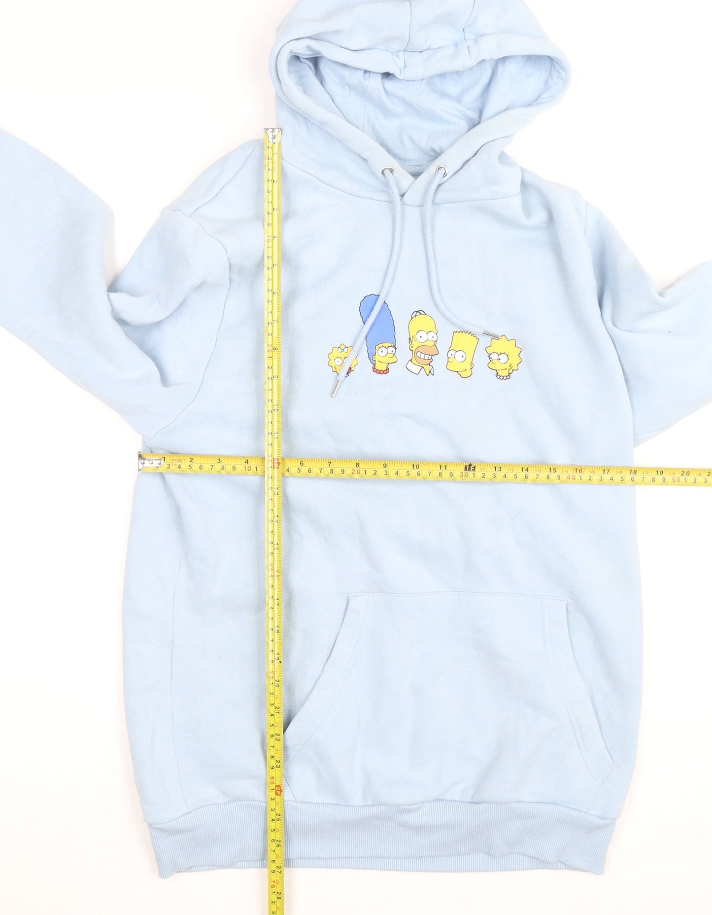The Simpsons Mens Light Blue Hoodie L Pullover Graphic Print Cotton Blend