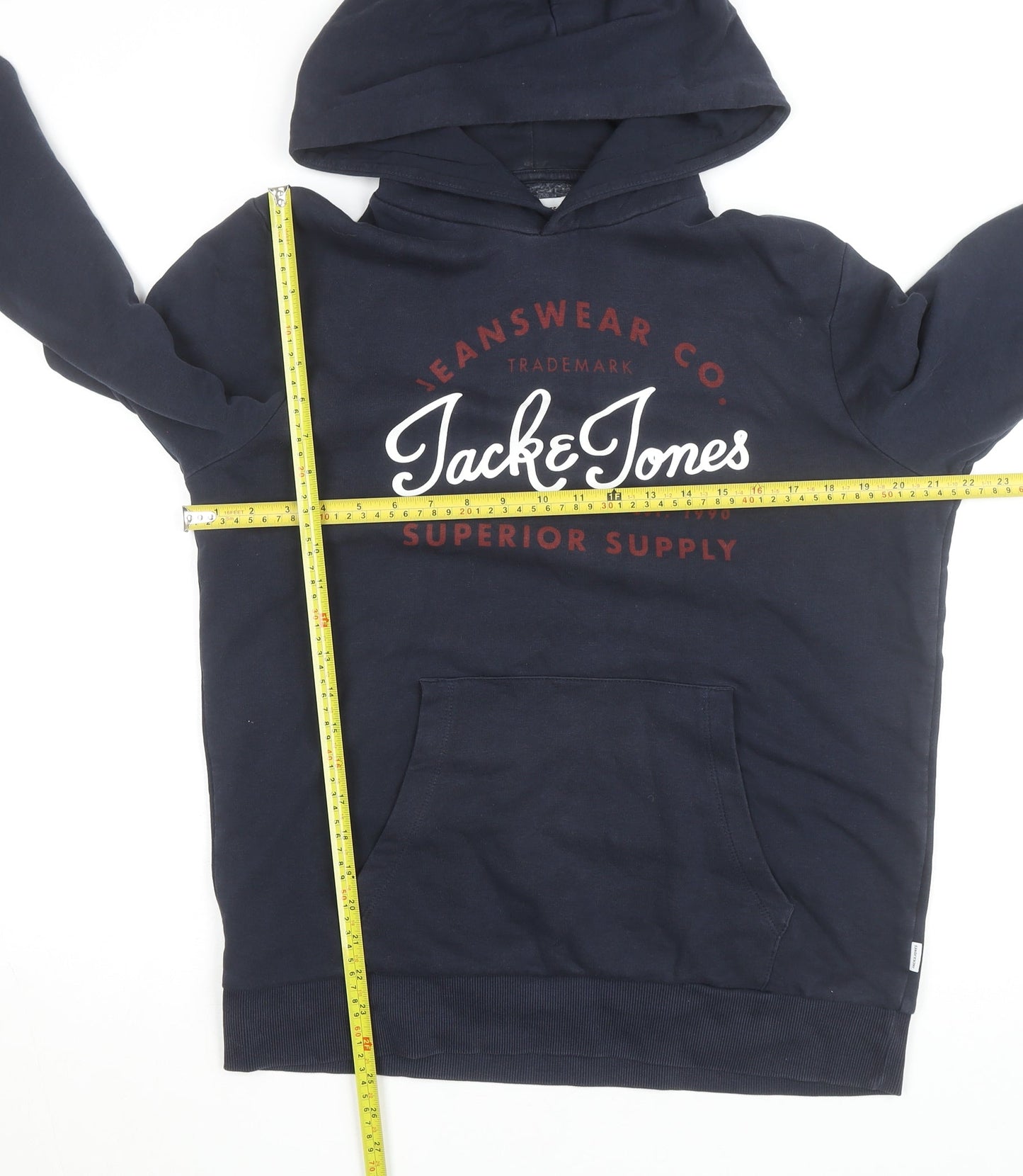 Jack & Jones Men's Blue Pullover Hoodie M Logo Sweatshirt