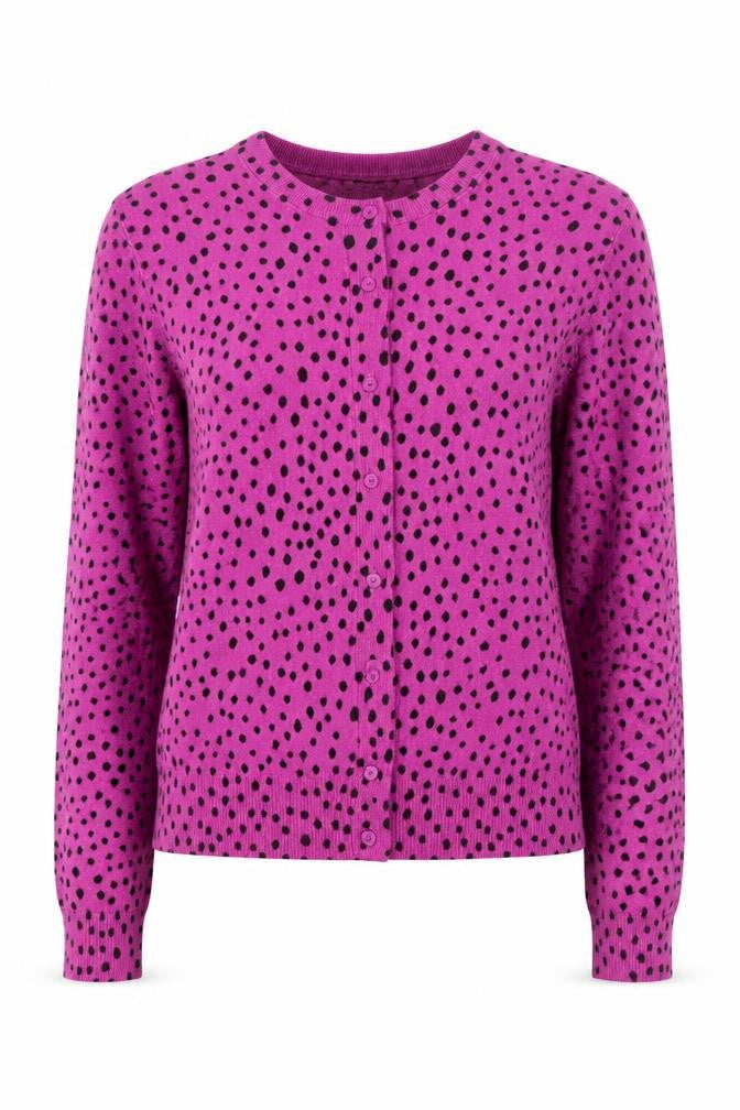 Marks & Spencer Women Purple Polka Dot Cardigan Size 12