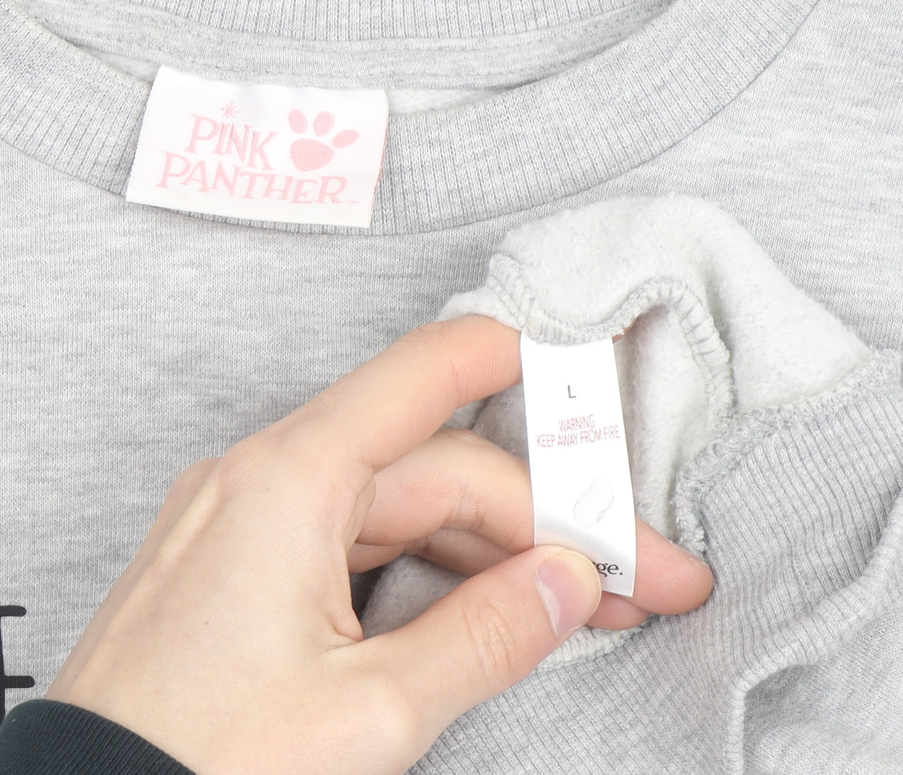 Pink Panther Women's Grey Pullover Sweatshirt Size L Save the Planet