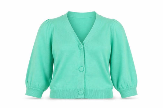 Vero Moda Women Green M Cardigan 3/4 Sleeve Button Front Knit