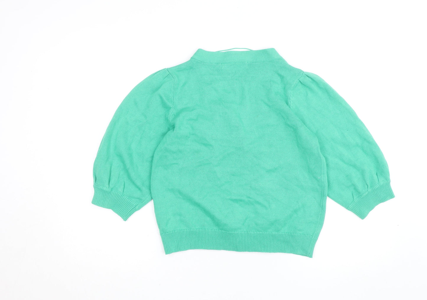 Vero Moda Women Green M Cardigan 3/4 Sleeve Button Front Knit