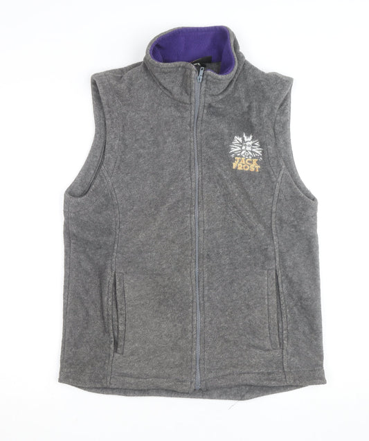 Fuller's Men's Grey Fleece Zip Vest M Embroidered Jack Frost Logo