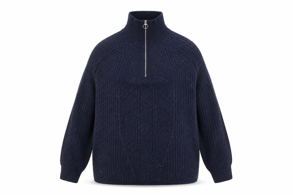 Marks & Spencer Men's Blue Half Zip Knit Jacket Size L