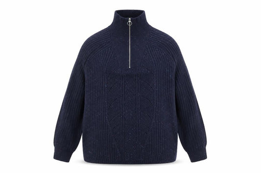 Marks & Spencer Men's Blue Half Zip Knit Jacket Size L