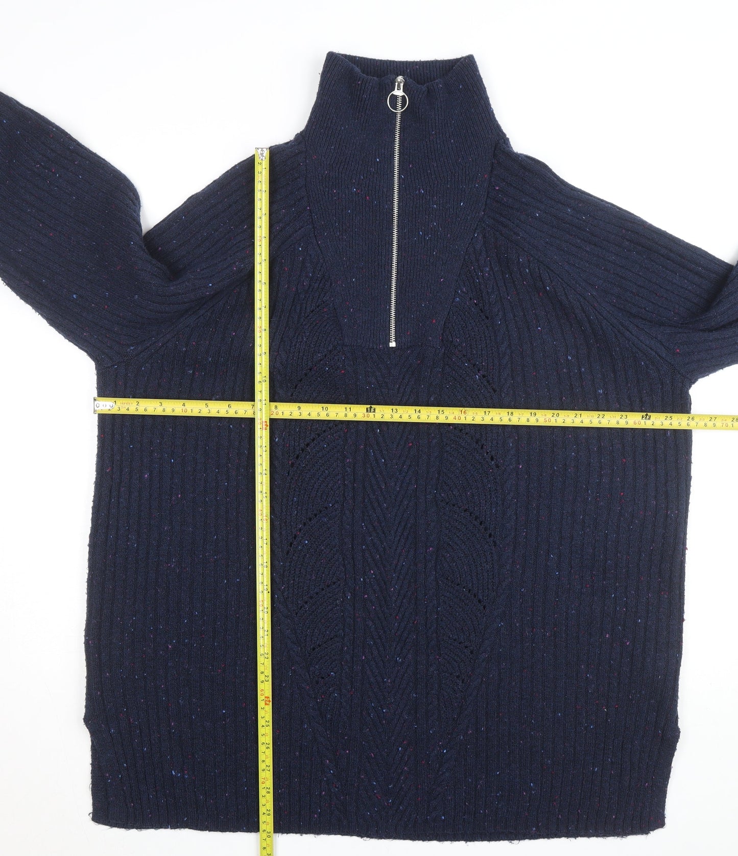 Marks and Spencer Men's Blue Half Zip Knit Jacket Size L