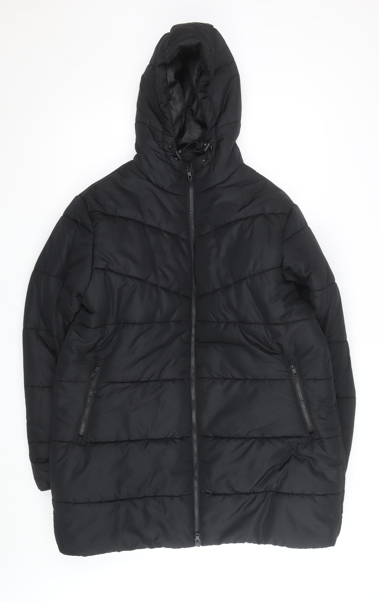 Crane Men's Black Puffer Jacket M Hooded Insulated Winter Coat