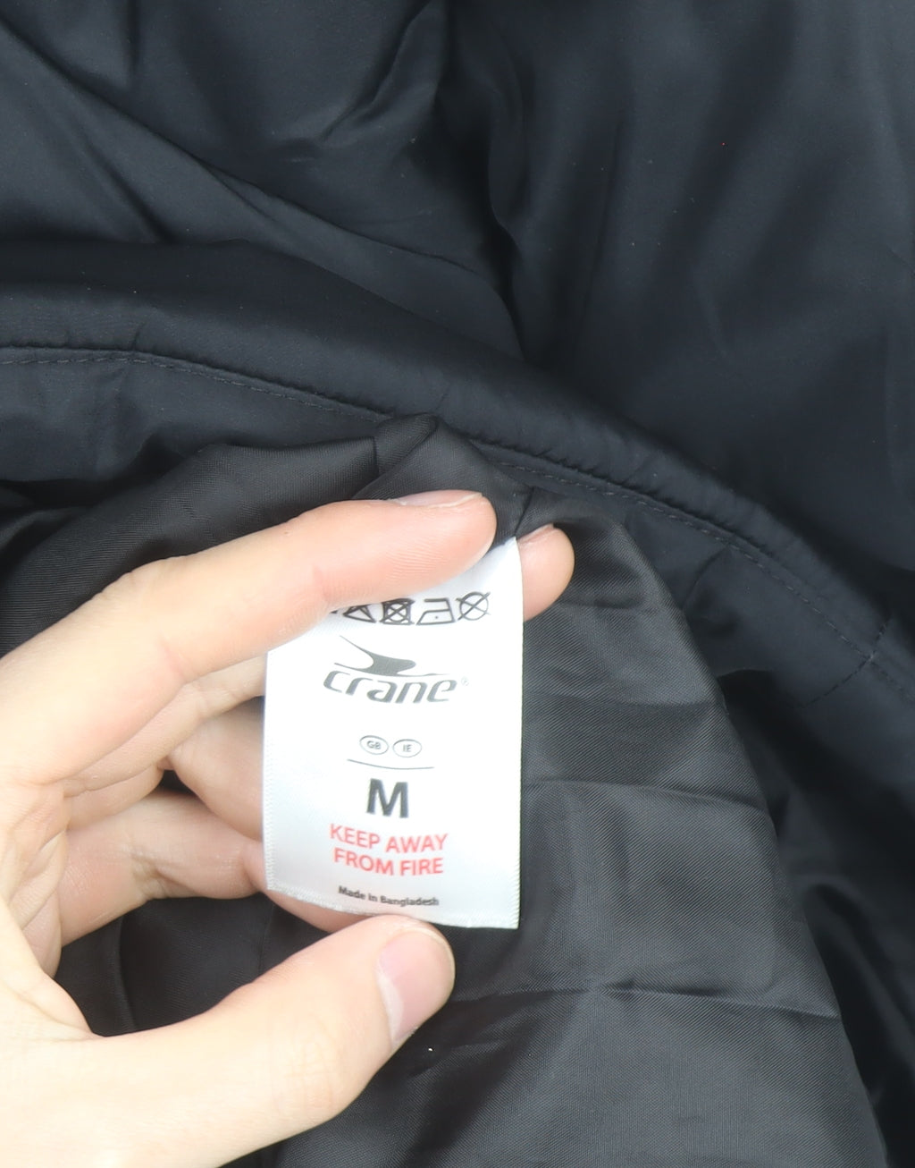 Crane Men's Black Puffer Jacket M Hooded Insulated Winter Coat