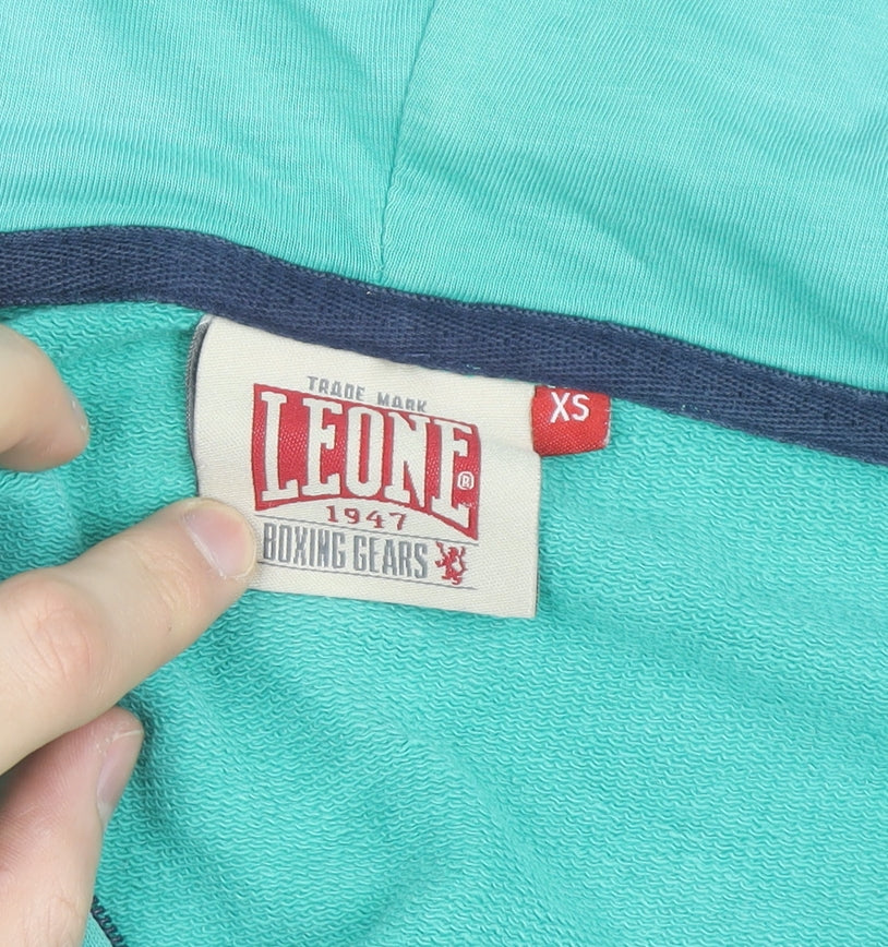 Leone 1947 Mens Blue XS Full Zip Hoodie Sports Logo Cotton