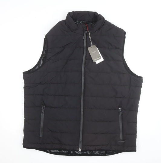 Springfield Men Black 2XL Puffer Gilet Waistcoat Polyester