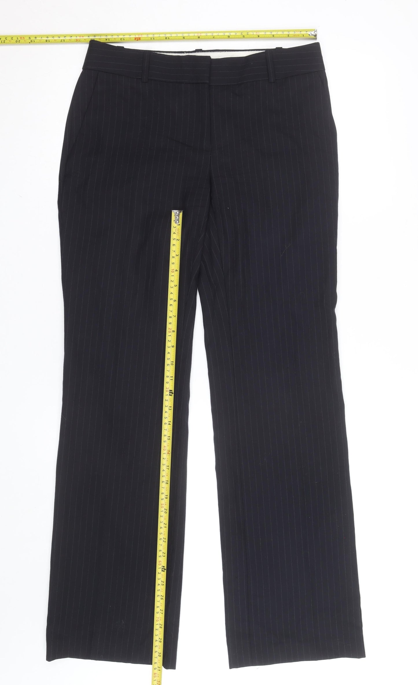 J.Crew Women's Black Pinstripe Wool City Fit Dress Pants Size 8