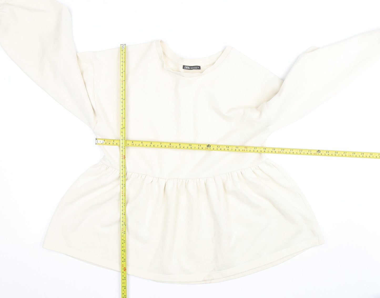 ZARA Women Ivory Fleece Long Sleeve Pullover Jumper Size 12