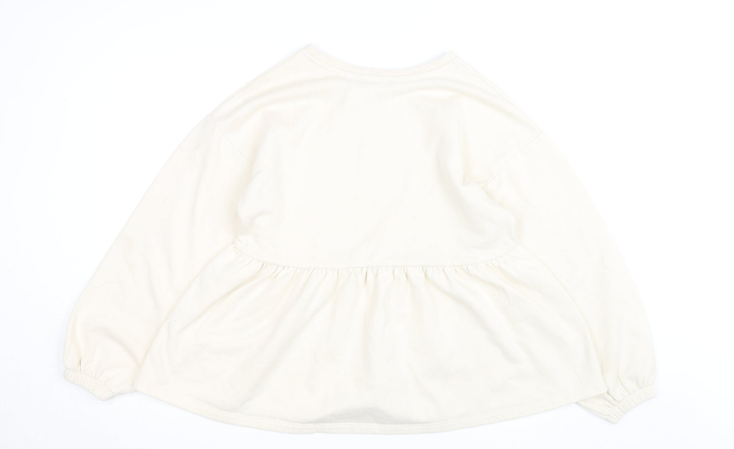 ZARA Women Ivory Fleece Long Sleeve Pullover Jumper Size 12