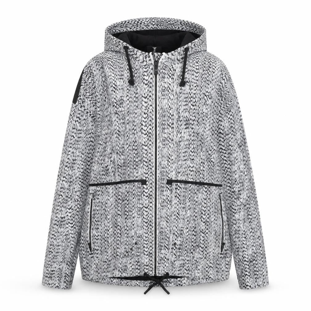 Dare 2b Women's Black Geometric Hooded Windbreaker Jacket UK 12