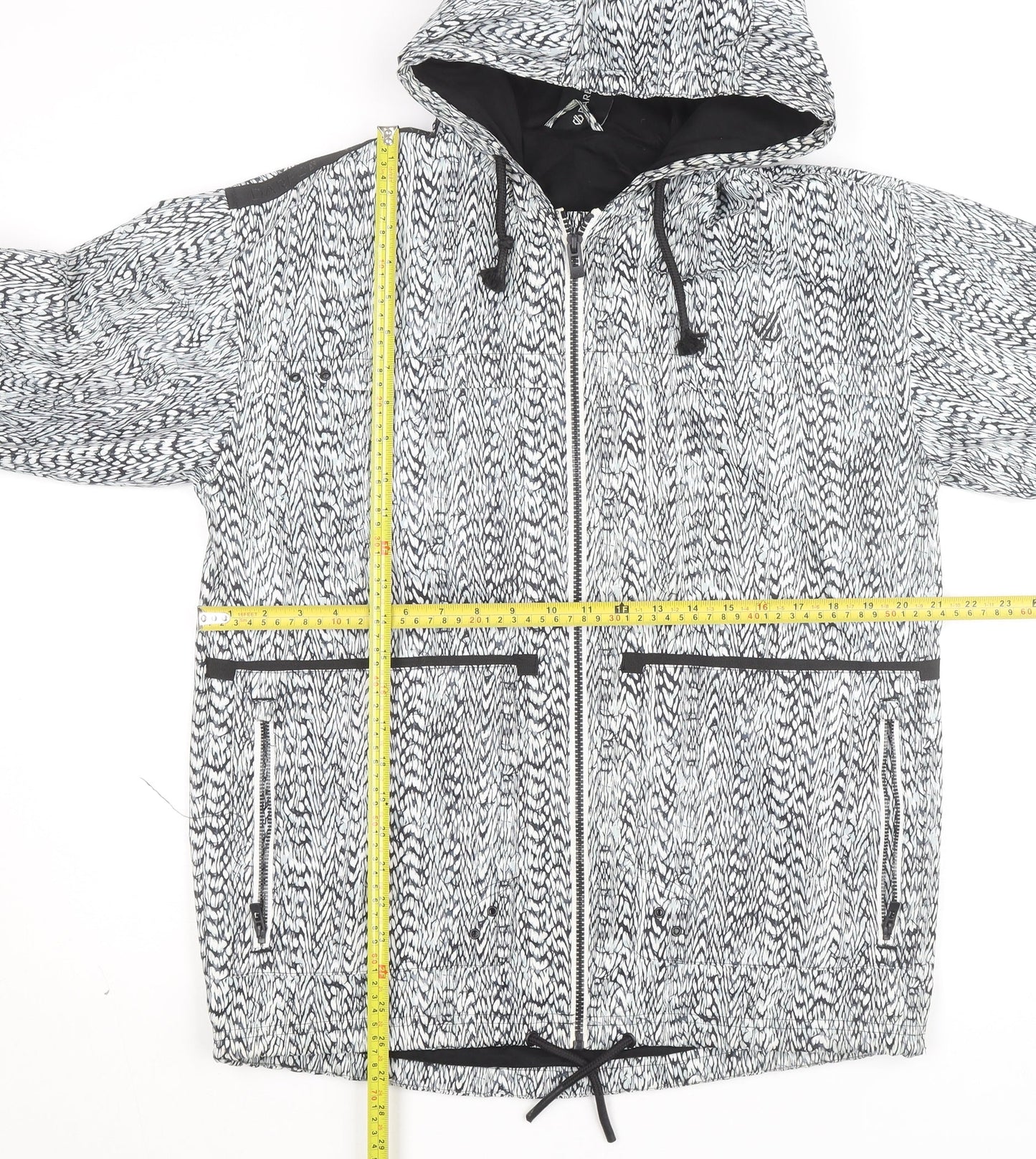 Dare 2B Women's Black Geometric Hooded Windbreaker Jacket UK 12
