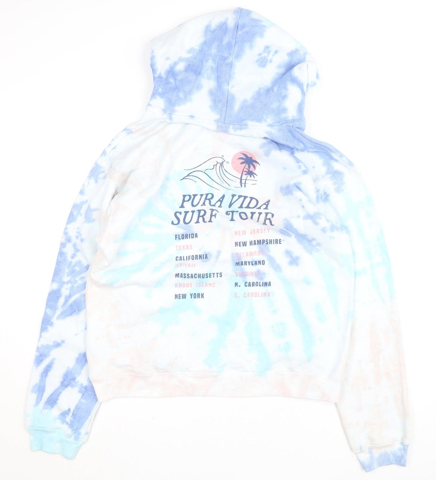 Pura Vida Men's Multicoloured Tie Dye Pullover Hoodie Size L