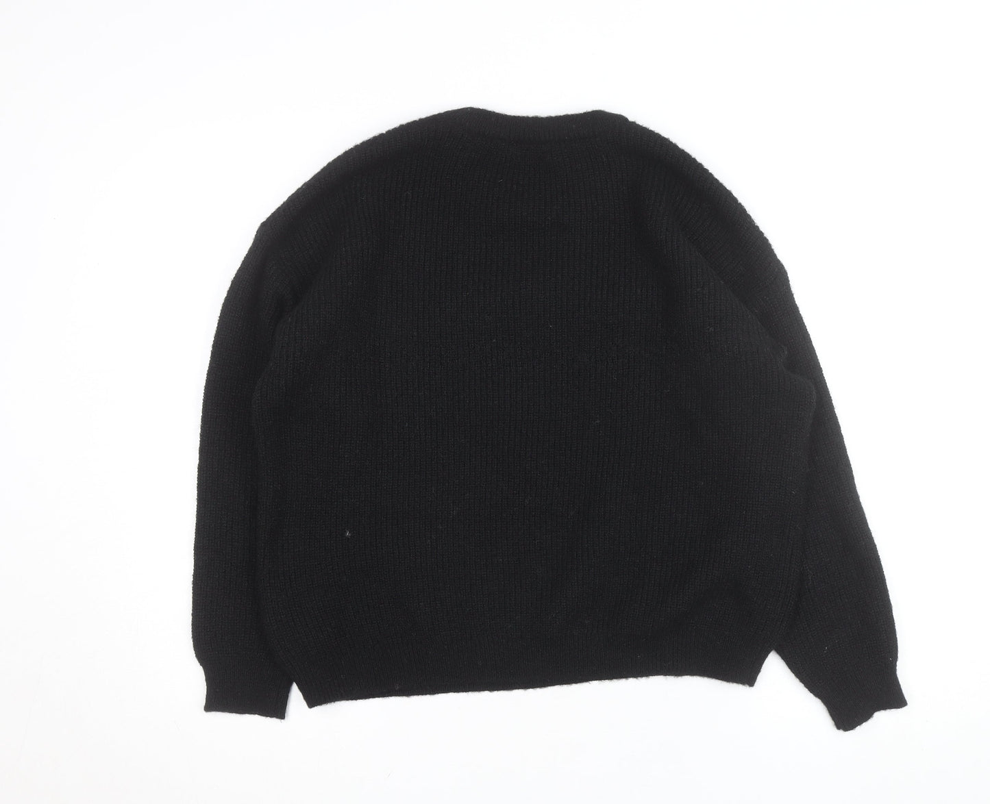 Savida Womens Black Feather Trim Pullover Jumper Size 14