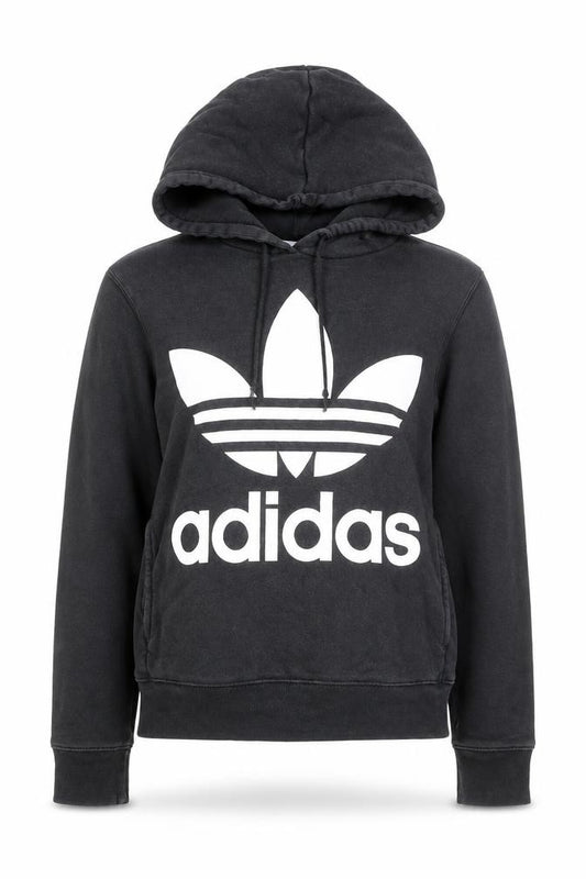 Adidas Women's Black XS Trefoil Pullover Hoodie Cotton Blend