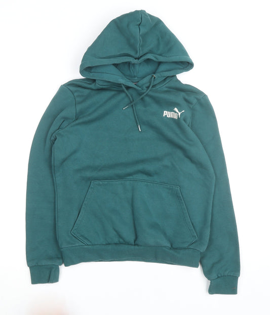 Puma Men's Green Pullover Hoodie S Regular Fit Fleece Sweatshirt