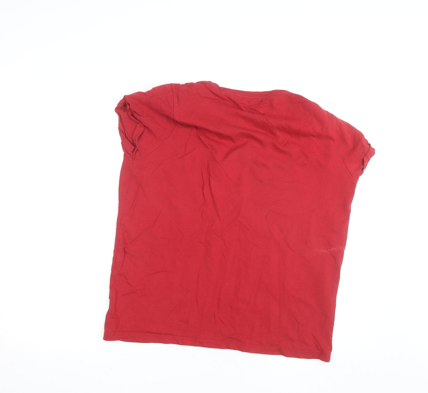Tommy Hilfiger Women Red Cotton Basic T-Shirt L